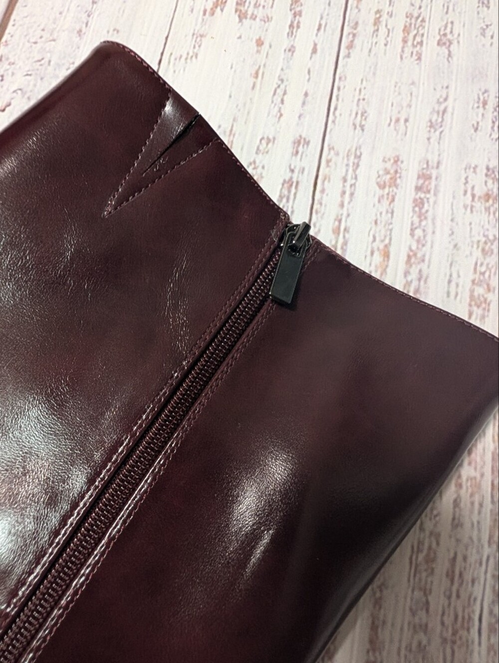Burgundy Faux Leather Knee High Platform Boots Chunky 3.5" Block Heel Size 7 - Picture 10 of 12